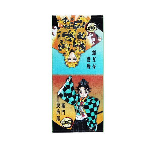 Demon Slayer Noh Kyogen Full Color Face Towel Tanjiro and Rengoku